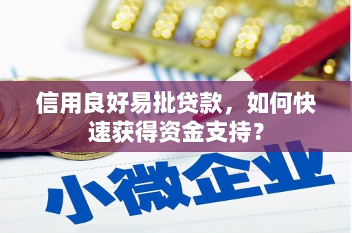 黟县信用良好易批贷款，如何快速获得资金支持？