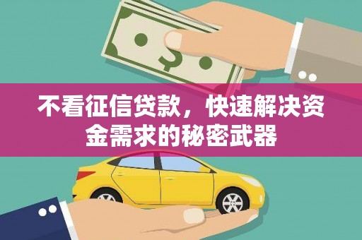 黟县不看征信贷款，快速解决资金需求的秘密武器
