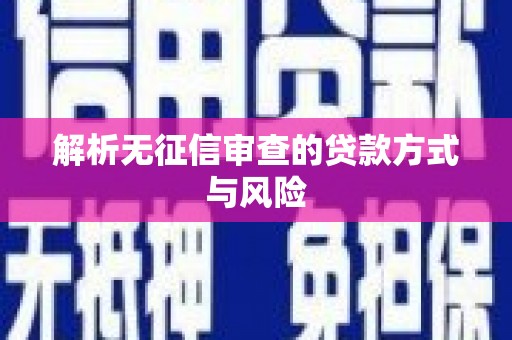 黟县解析无征信审查的贷款方式与风险